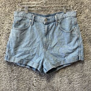 Gap Original High Rise Denim Blue Women's Jean Shorts Light Wash Sizs 32 Cuffed